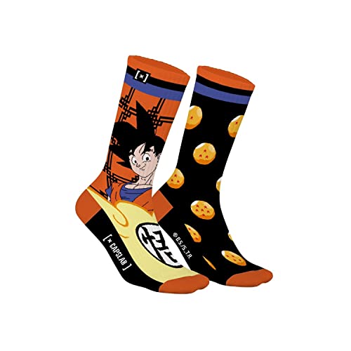 Socken Herren Dragon Ball Z, Sportsocken Herren, Goku, Rutschfest, Orange/Schwarz, 39/42 von [ X ] Capslab