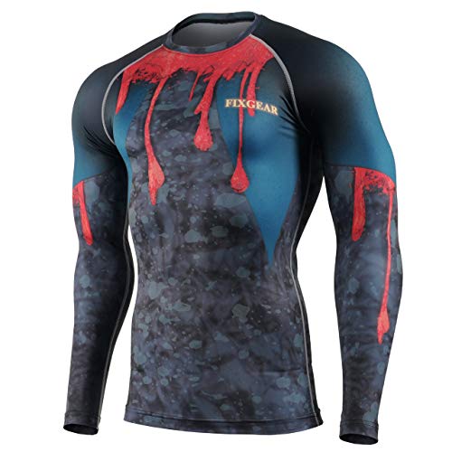Rashguard Kompressionsshirt Sportshirt/Funktionsshirt für Herren, Longsleeve, einzigartiges Design (CFL-91, M) von fixgear