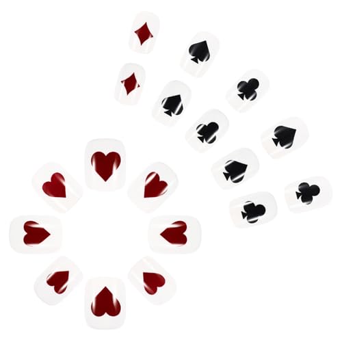 Künstliche Nägel zum Aufdrücken, quadratisch, für Valentinstag, französische Nägel, Acryl, künstliche Nägel, zum Aufkleben, für Damen, 24 Stück von X-Institute