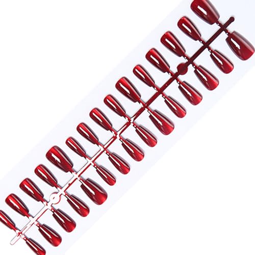 Künstliche Nägel zum Aufdrücken von Katzenaugen, Weinrötungen, künstliche Acrylnägel, zum Aufkleben auf Nägel, für Frauen, 30 Stück von X-Institute