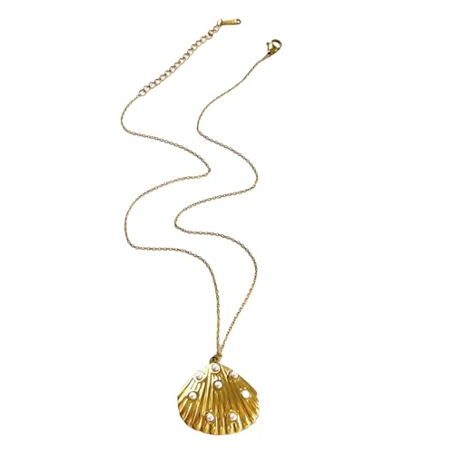 Minimalistische Edelstahlschale Anhänger Halskette Leichte Layering Juwely Krawatte Handgefertigte Accessoires Mode Multi Layer Strand Halskette von X-Institute