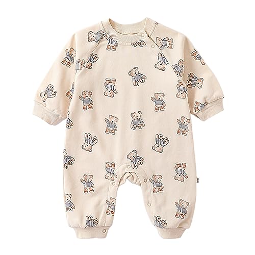 X-Institute 2023 Baby Strampler Für Jungen Und Mädchen Bodysuit Kleinkinder Niedlicher Bären Druck Overalls Oberbekleidung Kleidung Für 0–24 Monate Neugeborene Baumwolle Baby Strampler Für Und von X-Institute