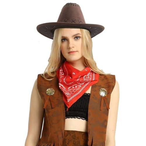 X-Institute Cowboy Kostüme Mit Westen Hut Schal Halloween Party Kostümzubehör Für Männer Und Frauen Cosplay Party Verkleidung Cowboy Kostüm Set Für Männer von X-Institute
