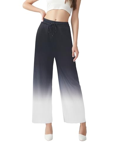 X-KEEP Damen Hose Freizeit Hose Bequeme Sommerhose weitem Beim elastischer Bund mit Kordelzug (L-XL, Schwarz) von X-KEEP