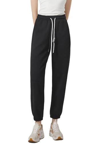 X-KEEP Jogginghose Damen lang Sporthose Baumwolle Trainingsanzug Damen Sport Hosen Sportbekleidung Fitness Sporthosen mit Bündchen Freizeithose mit Taschen (2XL/3XL, 1# Schwarz) von X-KEEP