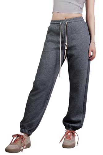 X-KEEP Jogginghose Damen lang Sporthose Baumwolle Trainingsanzug Damen Sport Hosen Sportbekleidung Fitness Sporthosen mit Bündchen Freizeithose mit Taschen (2XL/3XL, 5# Anthrazit) von X-KEEP