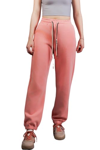 X-KEEP Jogginghose Damen lang Sporthose Baumwolle Trainingsanzug Damen Sport Hosen Sportbekleidung Fitness Sporthosen mit Bündchen Freizeithose mit Taschen (2XL/3XL, 6#Rosa) von X-KEEP