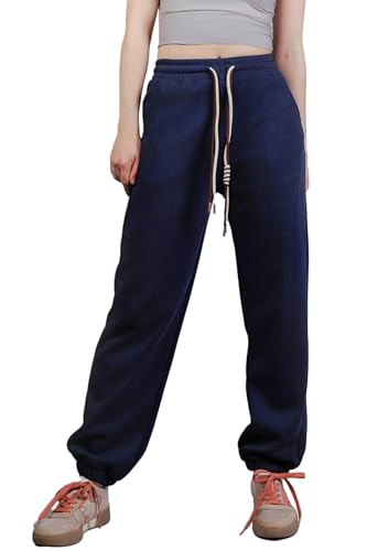 X-KEEP Jogginghose Damen lang Sporthose Baumwolle Trainingsanzug Damen Sport Hosen Sportbekleidung Fitness Sporthosen mit Bündchen Freizeithose mit Taschen (2XL/3XL, 8# Marineblau) von X-KEEP