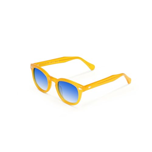 XLAB 8004 Sonnenbrille im Moscot-Stil, Unisex, 48mm, Gelb/blau schattiert von X-LAB