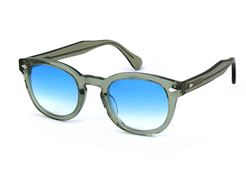 XLAB 8004 Sonnenbrille im Moscot-Stil, Unisex, 48mm, Grün/blau schattiert von X-LAB