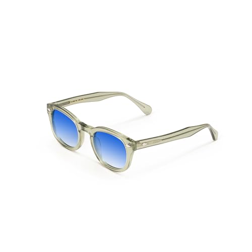 XLAB 8004 Sonnenbrille im Moscot-Stil, Unisex, 48mm, Grün/blau schattiert von X-LAB