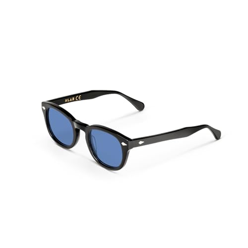 XLAB 8004 Sonnenbrille im Moscot-Stil, Unisex, 48mm, Schwarz/Himmelblau von X-LAB