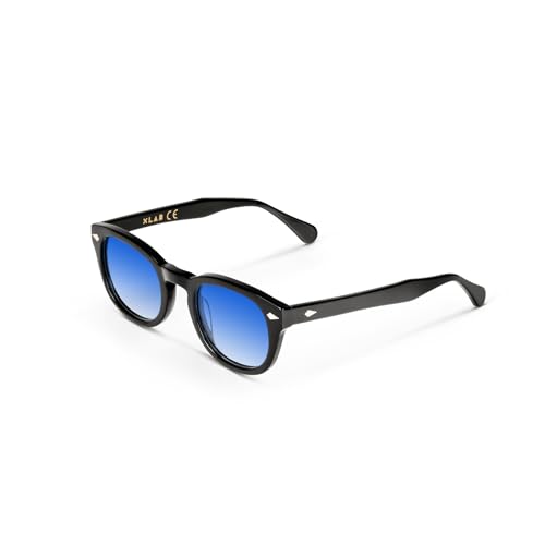 XLAB 8004 Sonnenbrille im Moscot-Stil, Unisex, 48mm, Schwarz/blau schattiert von X-LAB