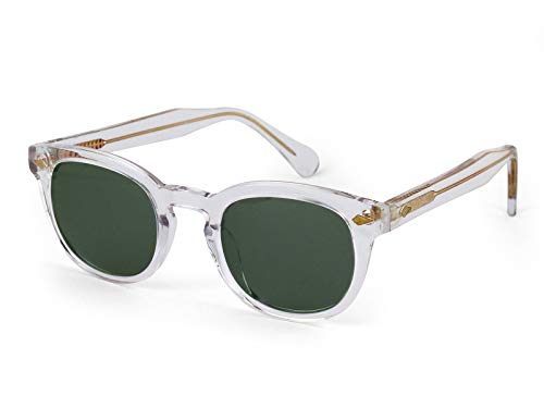 XLAB 8004 Sonnenbrille im Moscot-Stil, Unisex, 48mm, Transparent/grüng15 von X-LAB