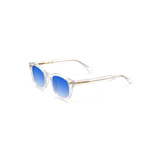 XLAB 8004 Sonnenbrille im Moscot-Stil, Unisex, 48mm, Transparent/blau schattiert von X-LAB