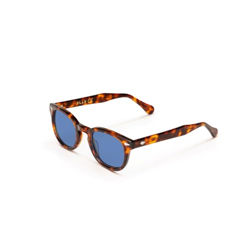 XLAB 8004 Sonnenbrille im Moscot-Stil, Unisex, 48mm, Dunkles Havanna/Himmelblau von X-LAB