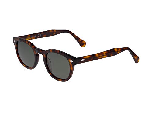 XLAB 8004 Sonnenbrille im Moscot-Stil, Unisex, 48mm, Dunkles Havanna/grüng15 von X-LAB