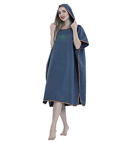 X-Labor Unisex Badeponcho Strandtuch Mikrofaser Schnelltrockend Bademantel Poncho mit Kapuzen Duschtuch Handtuch Schwimmen Surfing Strand Tauchen Badeort (OneSize, A-Dunkelblau) von Xlabor