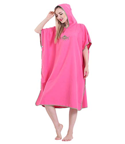 X-Labor Unisex Badeponcho Strandtuch Mikrofaser Schnelltrockend Bademantel Poncho mit Kapuzen Duschtuch Handtuch Schwimmen Surfing Strand Tauchen Badeort (OneSize, A-Gelbrot) von X-Labor