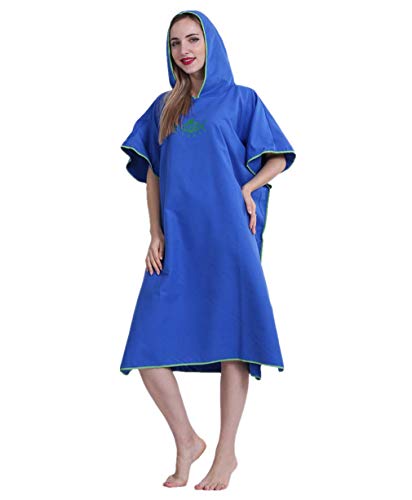 X-Labor Unisex Badeponcho Strandtuch Mikrofaser Schnelltrockend Bademantel Poncho mit Kapuzen Duschtuch Handtuch Schwimmen Surfing Strand Tauchen Badeort (OneSize, A-Knallblau) von X-Labor