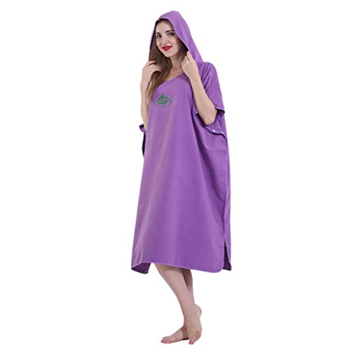 X-Labor Unisex Badeponcho Strandtuch Mikrofaser Schnelltrockend Bademantel Poncho mit Kapuzen Duschtuch Handtuch Schwimmen Surfing Strand Tauchen Badeort (OneSize, A-Violett) von X-Labor