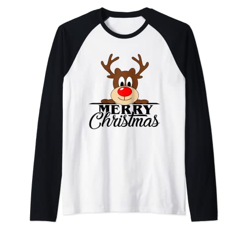 Rentier Lustiger Süßer Weihnachtspullover süß Herren Damen Raglan von X Lustiger Rentier Weihnachtspulli Merry Christmas