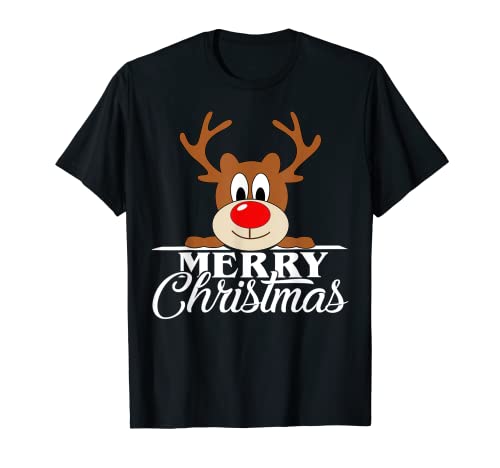 Rentier Lustiger Süßer Weihnachtspullover süß Herren Damen T-Shirt von X Lustiger Rentier Weihnachtspulli Merry Christmas