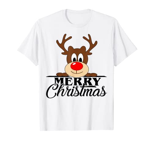Rentier Lustiger Süßer Weihnachtspullover süß Herren Damen T-Shirt von X Lustiger Rentier Weihnachtspulli Merry Christmas