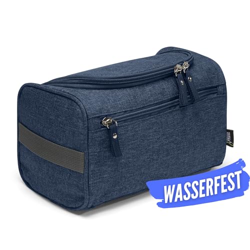 Stilvoller Kulturbeutel Herren zum Aufhängen (Navy Blau) - Cool, Lässig, Stylisch - Hochwertige Waschtasche Männer - Kulturtasche Herren von X-PROVE