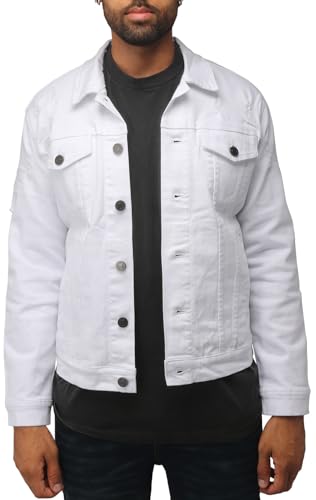 X RAY Herren-Jeansjacke, gewaschen, gerissen, Distressed Flex Stretch, lässig, Trucker, Biker, Jeansjacke für Herren, Weiß – gerissen, XXL X RAY Herren-Jeansjacke, gewaschen, gerissen, Distressed Flex Stretch, lässig, Trucker, Biker, Jeansjacke für Herren, Weiß – gerissen, XXL von X RAY