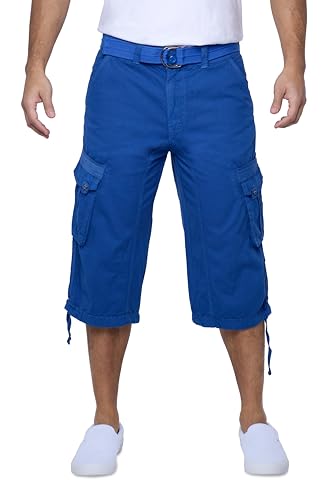 X RAY Lange Cargo-Shorts für Herren, mit Gürtel, 45,7 cm Schrittlänge unterhalb des Knies, mehrere Taschen, 3/4-Caprihose (große und hohe Shorts für Herren), Königsblau, 48 von X RAY