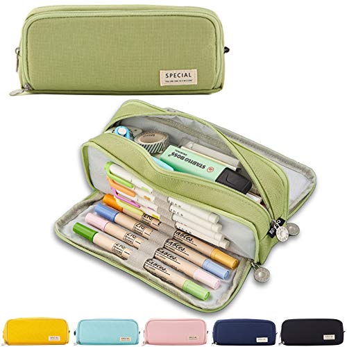 X SIM FITNESSX Federmäppchen Federtaschen Teenager Mädchen Mäppchen Etui Stifte 3 Fach, Große Kapazität Pencil Case für Schule & Büro (Helle Grün) von X SIM FITNESSX