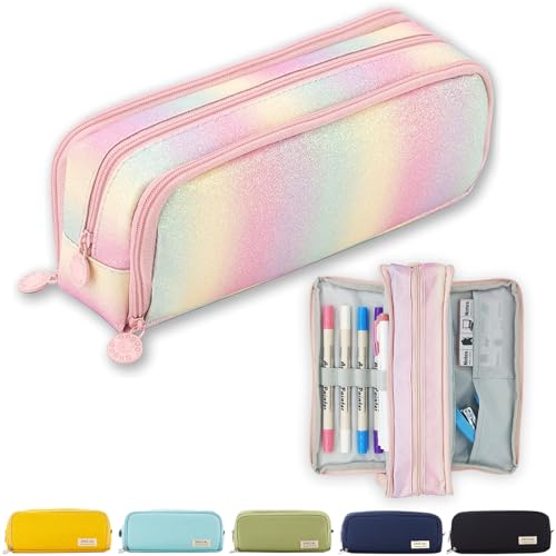 X SIM FITNESSX Federmäppchen Federtaschen Teenager Mädchen Mäppchen Etui Stifte 3 Fach, Große Kapazität Pencil Case für Schule & Büro (Mehr Farbig) von X SIM FITNESSX