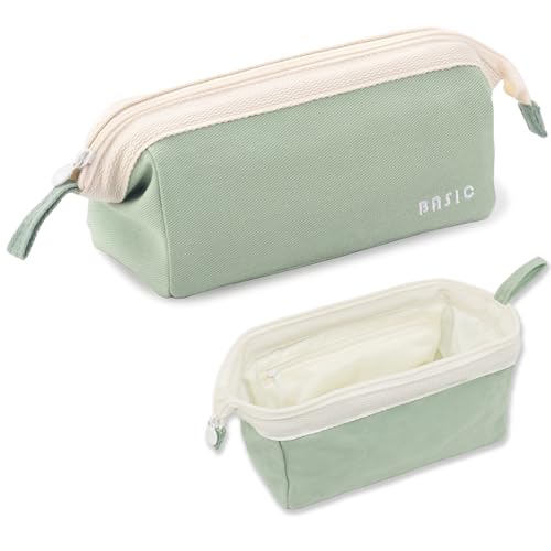 X SIM FITNESSX Federmäppchen Federtaschen Mäppchen Teenager Stifte Etui Großes Federmäppchen Tasche Große Kapazität Pencil Case Halter Schreibwaren Desk Organizer (Grün) von X SIM FITNESSX