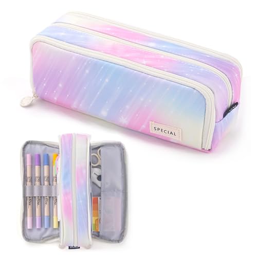 X SIM FITNESSX Federmäppchen Federtaschen Teenager Mädchen Mäppchen Etui Stifte 3 Fach, Große Kapazität Pencil Case für Schule & Büro (Meteor) von X SIM FITNESSX