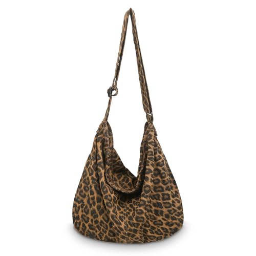 X SIM FITNESSX Leoparden Umhängetasche Shopper Schultertasche Macchiato Schultertasche Cavans große Tascher mit Reißverschluss (Leopard -Braun) von X SIM FITNESSX