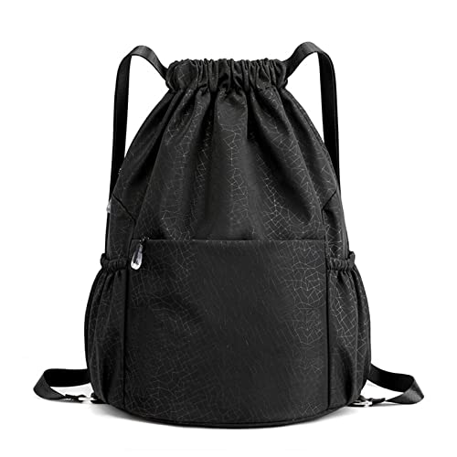 X SIM FITNESSX Sport Turnbeutel, Wasserdicht Beutel Unisex Rucksack Daypack Gym Bag, Sportbeutel Beuteltasche für Schule Sport, Reisen und Outdoor (BLACK-Musterstil) von X SIM FITNESSX