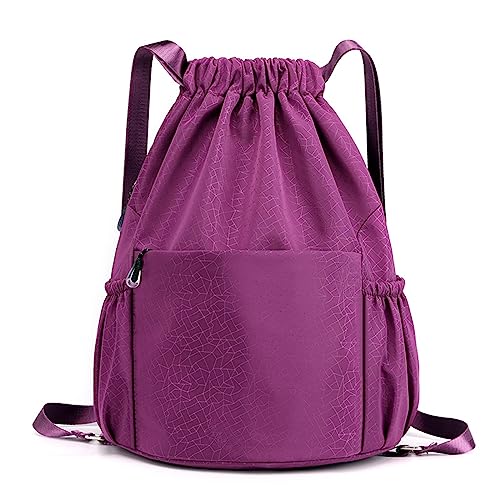 X SIM FITNESSX Sport Turnbeutel, Wasserdicht Beutel Unisex Rucksack Daypack Gym Bag, Sportbeutel Beuteltasche für Schule Sport, Reisen und Outdoor (Violett-Musterstil) von X SIM FITNESSX