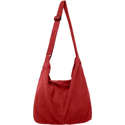 X SIM FITNESSX Unisex Cord Tasche Umhängetasche Schultertasche groß Damen Shopper Tasche Fashion Stofftasche für Alltag/Büro/Schule/Reisen (Karamellfarbe) von X SIM FITNESSX