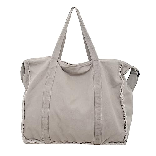 X SIM FITNESSX Unisex Umhängetasche Canvas Tasche Schultertasche Damen Shopper Tasche Leinentasche Handtasche Fashion Stofftasche für Alltag/Büro/Schule/Reisen (Grau) von X SIM FITNESSX