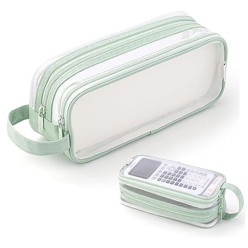 X SIM FITNESSX durchsichtig Federmäppchen Mäppchen Teenager Federtaschen Groß Etui Schule Big Pencil Case Büro Federtasche Erwachsene Transparent (Grün) von X SIM FITNESSX