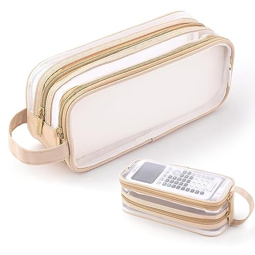 X SIM FITNESSX durchsichtig Federmäppchen Mäppchen Teenager Federtaschen Groß Etui Schule Big Pencil Case Büro Federtasche Erwachsene Transparent (Khaki) von X SIM FITNESSX