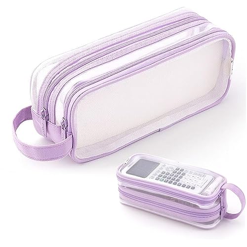 X SIM FITNESSX durchsichtig Federmäppchen Mäppchen Teenager Federtaschen Groß Etui Schule Big Pencil Case Büro Federtasche Erwachsene Transparent (Lila) von X SIM FITNESSX