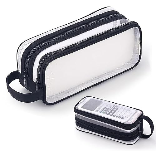 X SIM FITNESSX durchsichtig Federmäppchen Mäppchen Teenager Federtaschen Groß Etui Schule Big Pencil Case Büro Federtasche Erwachsene Transparent (Schwarz) von X SIM FITNESSX