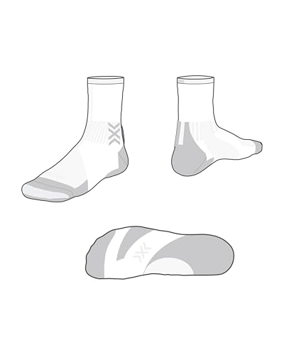 X-SOCKS Run Discover Crew Socken – Optimale Belüftung & Stabilisierung beim Laufen – Air-Conditioning-Kanal, Muskelunterstützung & Komfort für intensive Trainingseinheiten - Arktisweiß/Perlgrau, 45-47 von X-Socks