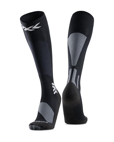 X-Socks Ski Discover Merino OTC – Merinowolle-Skisocken für Komfort & Wärme – O-Ring-Bandage für sicheren Halt & Unterstützung – Perfekt für Ski & Wintersport - Schwarz/Grau, 42-44 von X-Socks