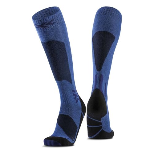 X-Socks Ski Discover OTC – Hochleistungs-Skisocken für Komfort & Unterstützung – O-Ring-Bandage für Stabilität – Ideal für Ski, Snowboard & Wintersport - Blaue Blüte/Marine, 42-44 von X-Socks