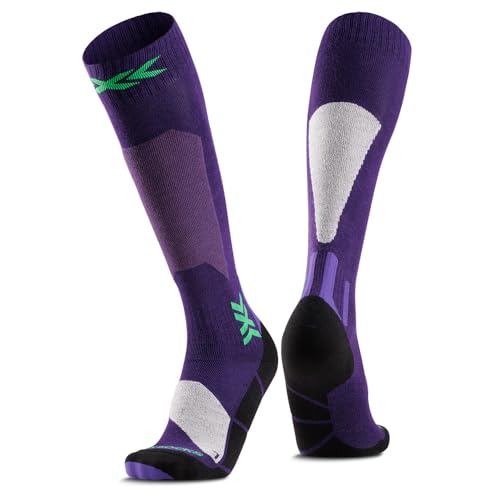X-Socks Ski Discover OTC – Hochleistungs-Skisocken für Komfort & Unterstützung – O-Ring-Bandage für Stabilität – Ideal für Ski, Snowboard & Wintersport - Deep Purple/Hell Sand, 39-41 von X-Socks