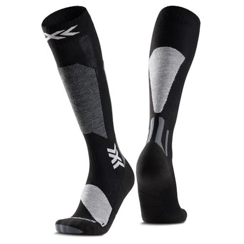 X-Socks Ski Discover OTC – Hochleistungs-Skisocken für Komfort & Unterstützung – O-Ring-Bandage für Stabilität – Ideal für Ski, Snowboard & Wintersport - Schwarz/Hellgrau, 39-41 von X-Socks