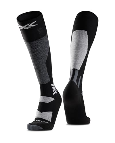 X-Socks Snowboard Discover OTC – Hochleistungs-Snowboardsocken mit O-Ring-Bandage – Ultimativer Komfort, Unterstützung & Stabilität beim Snowboarden & Wintersport - Schwarz/Hellgrau, 42-44 von X-Socks